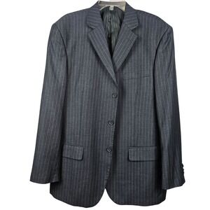 Giani Franco Mens 44R Suit Jacket Dk Gray Vertical‎ Pin Striped Super Fine Yarn